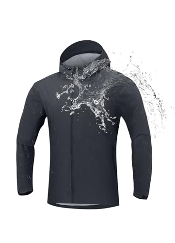 baleaf Herren Regenjacke Wasserdicht Windbreaker Packbar Atmungsaktiv Leicht Winddicht Regenbekleidung Wandern Laufen Golf Dunkelgrau XL von baleaf