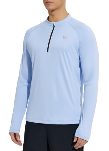 baleaf Herren UPF 50+ Shirts UV-Sonnenschutz Outdoor 1/4 Zip Langarm Hoodie Performance T-Shirt Blau XL von baleaf