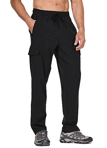 baleaf Herren Wanderhose Cargo Quick Dry Wasserdicht Elastischer Bund gerades Bein Leichtgewicht UPF50+ Schwarz L von baleaf