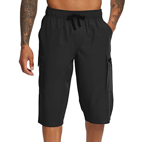 BALEAF Herren-Wandershorts, 38,1 cm lang, Cargotaschen, schnell trocknend, leicht, dehnbar, Outdoor-Shorts, Reisen, Schwarz , M von BALEAF