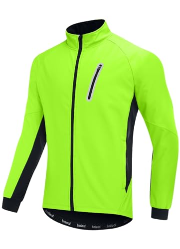 BALEAF Herren Winter Radfahren Jacken Thermische Laufjacke Softshell Mounatin Fahrrad Radfahren Fahrrad Kaltes Wetter Taschen Grün M von BALEAF