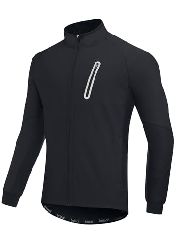 BALEAF Herren Winter Radfahren Jacken Thermische Laufjacke Softshell Mounatin Fahrrad Radfahren Fahrrad Kaltes Wetter Taschen Schwarz 3XL von BALEAF