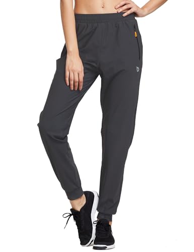 baleaf Jogginghose Damen Jogginghose Leicht Sporthose lang Trainingshose Atmungsaktiv Laufhose schnelltrocknend Jogginghose Reißverschlusstasche Sommer grau 2XL von baleaf