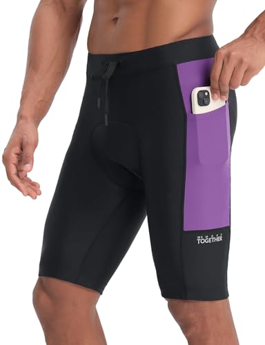 baleaf MTB Radhose Herren Kurz mit Taschen Gepolstert 4D Fahrradhose Gepolstert 9 Inch Sommer Shorts Sports Schwarz+Lila XXL von baleaf