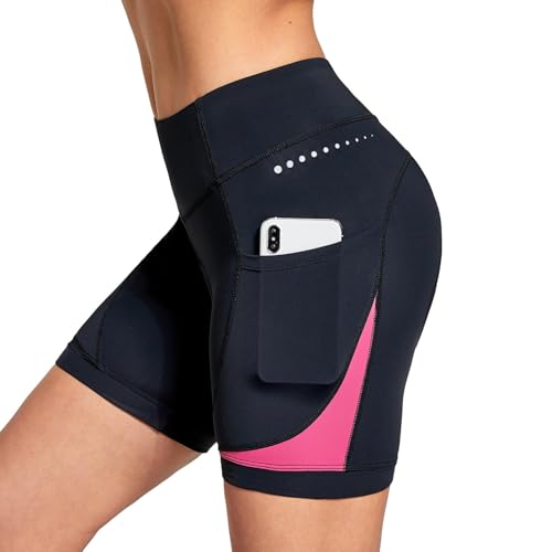 baleaf Radlerhose Damen Gepolstert 4D Fahrradhose Radhose Gepolstert Kurz Radunterhose Rennrad Hose Fahrrad Unterwäsche Radbekleidung Rosa XXL von baleaf