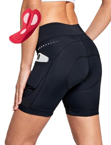 baleaf Radlerhose Damen Gepolstert 4D Fahrradhose Radhose Gepolstert Kurz Radunterhose Rennrad Hose Fahrrad Unterwäsche Radbekleidung Schwarz S von baleaf