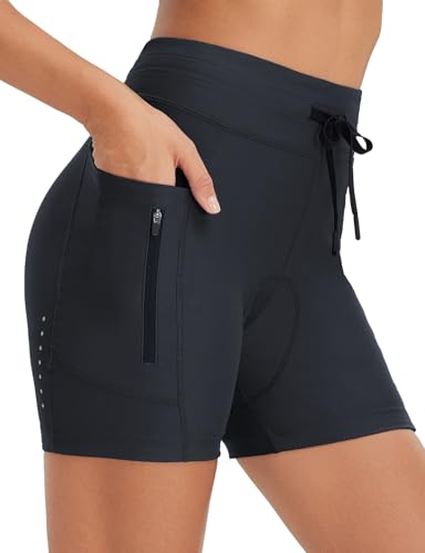 baleaf Radlerhose Damen Gepolstert 5 Zoll 4D Fahrradhose Radhose Gepolstert Kurz Radunterhose Fahrrad Unterwäsche Radbekleidung Schwarz XXL von baleaf