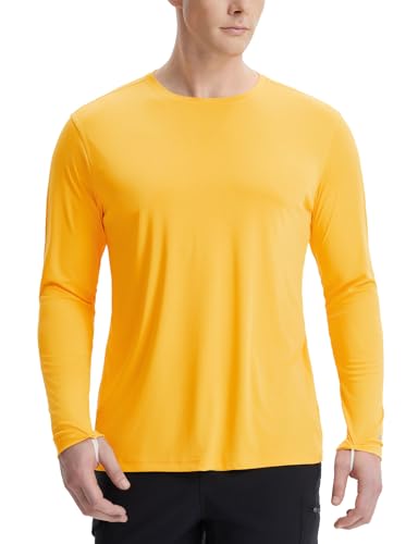 baleaf Rashguard Herren Langarm Shirt UPF 50+ Schwimmshirt T Shirt Sportshirt Schnelltrocknend Atmungsaktiv Wassersport UV Shirt für Männer Gelb XL von baleaf