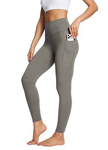 BALEAF Sport Leggings Damen 7/8 Yogahose High Waist Sporthose weich atmungsaktiv mit tiefen Taschen Grau L von BALEAF