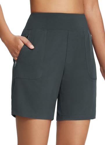baleaf Sporthose Damen kurz 7" Laufhose kurz Sportshorts mit Handytasche Sommershorts Schnelltrocknend Bermuda Shorts Knielange Running Shorts high Waist Trainingsshorts Gym Outdoor Grau L baleaf Sporthose Damen kurz 7" Laufhose kurz Sportshorts mit Handytasche Sommershorts Schnelltrocknend Bermuda Shorts Knielange Running Shorts high Waist Trainingsshorts Gym Outdoor Grau L von baleaf