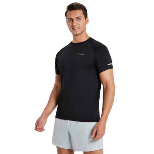 BALEAF Sustain Herren Sportshirt Laufshirt Kurzarm Atmungsaktiv Sport Shirt Schnelltrocknend Trainingsshirt Schwarz S von BALEAF