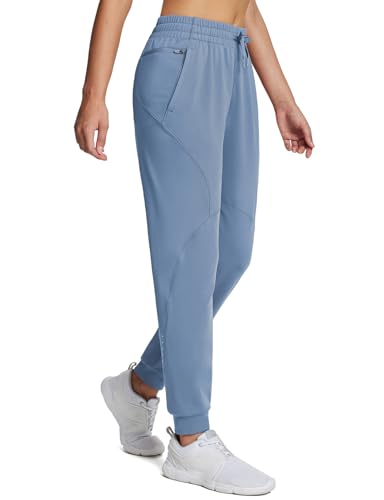 baleaf Thermo Jogginghose Damen Warme Sporthose lang Trainingshose High Waist Jogginghose mit Streifen Hellblau M von baleaf