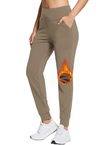 BALEAF Thermo Jogginghose Damen Wasserdicht Winterhose Warm Fitnesshose Laufhose Wanderhose braun S von BALEAF