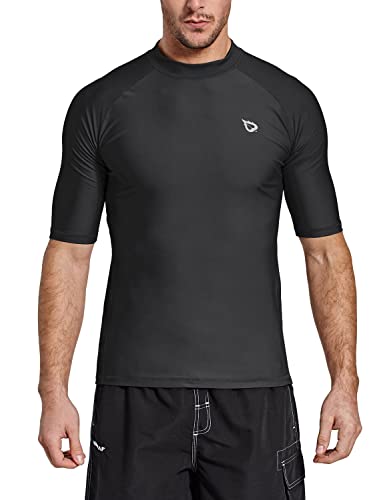 BALEAF UV Shirt Herren Wasser UPF 50+ Kurzarm Rashguard Herren Schwimmshirt Rash Vest für Schwimmen Tauchen Schwarz M von BALEAF