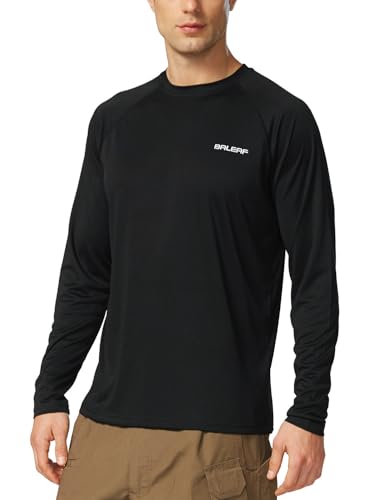 baleaf UV Shirt Herren Wasser UV-Schutz UPF 50+ Rashguard Sonnenschutz Langarm Shirt Schwarz XL von baleaf