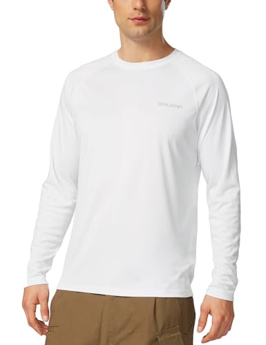 BALEAF UV Shirt Herren Wasser UV-Schutz UPF 50+ Rashguard Sonnenschutz Langarm Shirt Weiß L von BALEAF