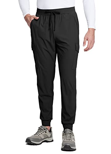 BALEAF Wanderhose Herren Jogginghose Laufhose Outdoorhose Leicht Schnelltrocknend Cargo Hose UPF 50+ für Wandern Laufen Trekking Schwarz XL von BALEAF