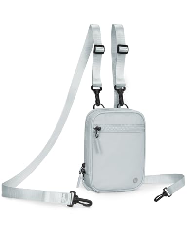 BALEAF Wasserdicht 1.5L Sport Bauchtasche Gürteltasche Damen Herren Laufen Hüfttaschen Brustbeutel Crossbody Bag Unisex Umhängetasche mit verstellbarem Riemen Hellgrau von baleaf