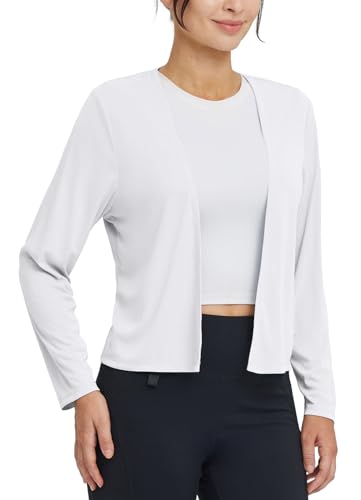 BALEAF Women's Sun Shirts UPF 50+ Elegante Shrugs Strickjacke UV-Schutz Langarm Leicht und schnell trocken Weiß XL von BALEAF