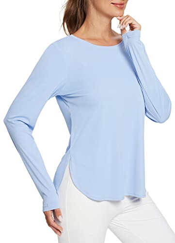 baleaf Women's Sun Shirts UPF 50+ Long Sleeve Hiking Tops Lightweight Quick Dry UV Protection Outdoor Clothing Light Blue L von baleaf