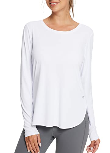 baleaf Women's Sun Shirts UPF 50+ Long Sleeve Hiking Tops Lightweight Quick Dry UV Protection Outdoor Clothing White XL von baleaf