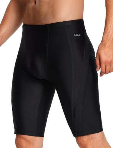baleaf Herren Jammers lang Schwimmjammer eng Atmungsaktiv Badehose Schwimmhose Badeshorts Sport Schwarz L von baleaf