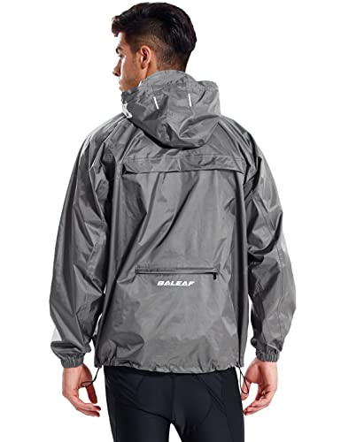 BALEAF Unisex Regenjacke Einpackbar Wasserdicht Wetterschutz Jacke mit Kapuze Poncho Regenmantel Grau M von BALEAF