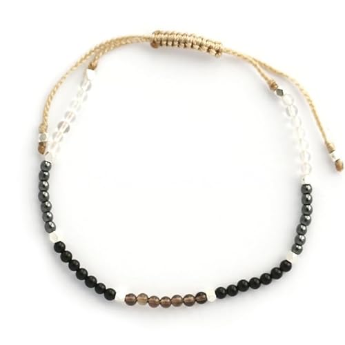 BALIPURA - Bodenständiges Heilstein-Armband für Frauen - Edelsteine, Rauchquarz, Armband Damen Silber 925, Spirituelles personalisiertes Geschenk, Silber-Perlenarmband, 2mm kLEINE Perlenarmband von BALIPURA