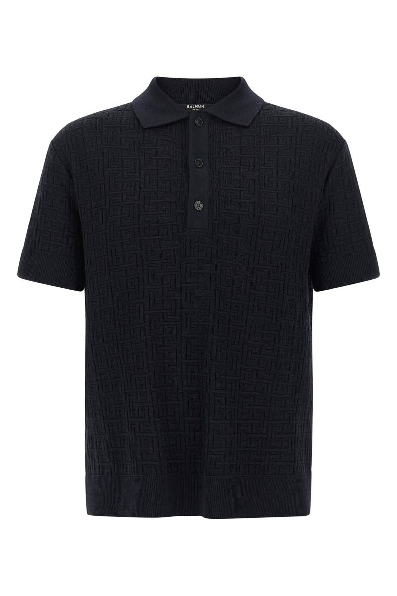 BALMAIN Polohemd Aus Strick "Monogram" von BALMAIN