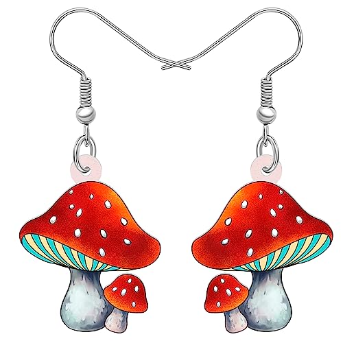 BAMAY Acryl Anime Pilz Ohrringe baumeln Schmuck Erklärung Ohrringe für Frauen Mädchen Geschenke Pflanze Blumen Ohrringe (Rot 491) von BAMAY