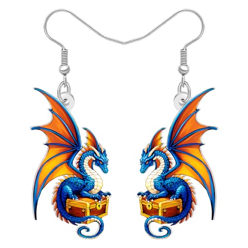 BAMAY Acryl Fantasy Drachen Ohrringe für Frauen Mädchen Hängend Drop Dinosaurier Schmuck Western Drachen Geschenke Cool Stuff Tiere Charms (Cielo) von BAMAY