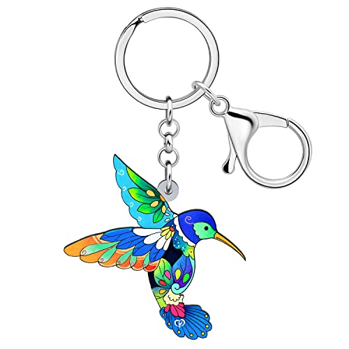 BAMAY Acryl Fliegenden Kolibri Schlüsselanhänger Niedlichen Vogel Schmuck Geschenke für Frauen Mädchen Brieftasche Auto Schlüsselanhänger Sommer Charms (Blau) von BAMAY