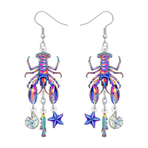 BAMAY Acryl Flusskrebse Lobster Ohrringe Hängend Ozean Lebensmittel Tropische Fische Conch Seestern Shell Schmuck Beachy Sommer Geschenke für Frauen Mädchen Strand Liebhaber (Mehrfarbig) von BAMAY