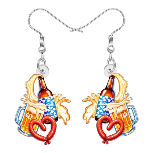 BAMAY Acryl Funky Bier Thema Ohrringe Hängend Erklärung Womens Schmuck Weird Bier Liebhaber Geschenke für Damen Mädchen Trinker Quirky Oktoberfest Zubehör (Beer Mug) von BAMAY
