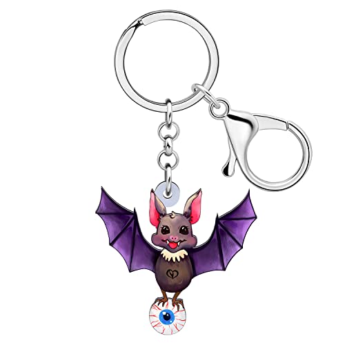 BAMAY Acryl Halloween Spooky Fledermaus Schlüsselanhänger Zubehör Horror Geschenke für Frauen Mädchen Autoschlüssel Handtasche Charms (Lila) von BAMAY