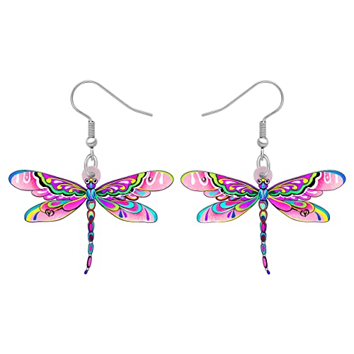 BAMAY Acryl Libelle Ohrringe Insekten Baumeln Summer Schmuck Libelle Geschenke für Frauen Mädchen Charms (Rosa 303) von BAMAY
