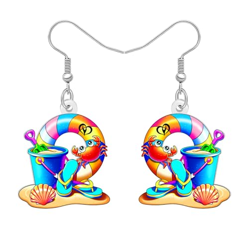 BAMAY Acryl Lustig Urlaub Strand Ohrringe für Frauen Mädchen Hawaii Sommer Schmuck Beachy Geschenke Krabbe Kokosnuss Palme Ozean Charms (Mehrfarbig) von BAMAY