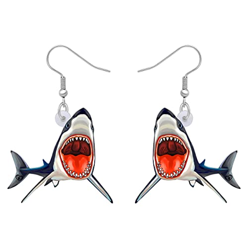 BAMAY Acryl Neuheit Cartoon Hai Ohrringe Hängend Ozean Fisch Baumeln Schmuck Hai Geschenke für Damen Mädchen Charms (Mehrfabig) von BAMAY