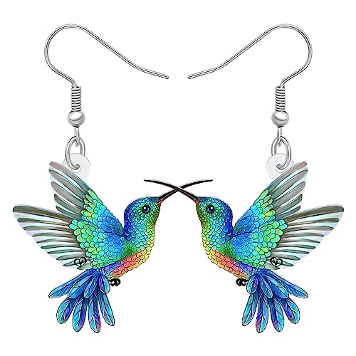 BAMAY Acryl Neuheit Kolibri Ohrringe Vögel Hängend Baumeln Mode Schmuck für Damen Mädchen Sommer Charms Geschenke Deko (Blau 486) von BAMAY