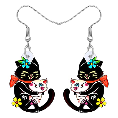 BAMAY Acryl Niedliche Katze Ohrringe Kätzchen Baumeln Muttertag Katze Geschenk Neuheit Schmuck für Frauen Mädchen Charms (Dunkel) von BAMAY