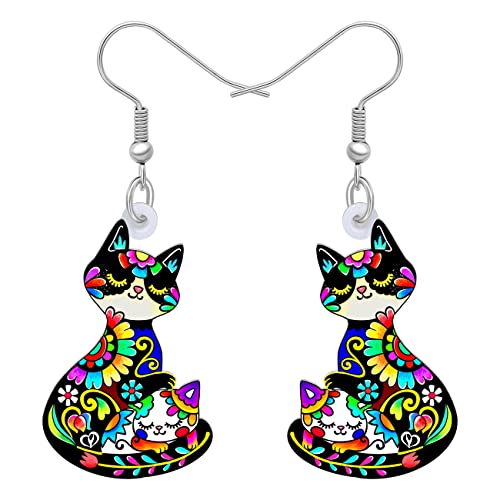 BAMAY Acryl Niedliche Katze Ohrringe Kätzchen Baumeln Muttertag Katze Geschenk Neuheit Schmuck für Frauen Mädchen Charms (Dunkelheit) von BAMAY