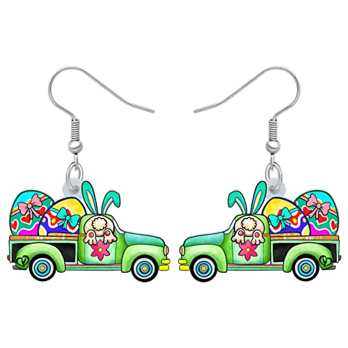 BAMAY Acryl Niedliche Ostereier Auto LKW Ohrringe Kaninchen LKW Hängend Schmuck Charms Ostern Geschenke für Frauen Mädchen von BAMAY