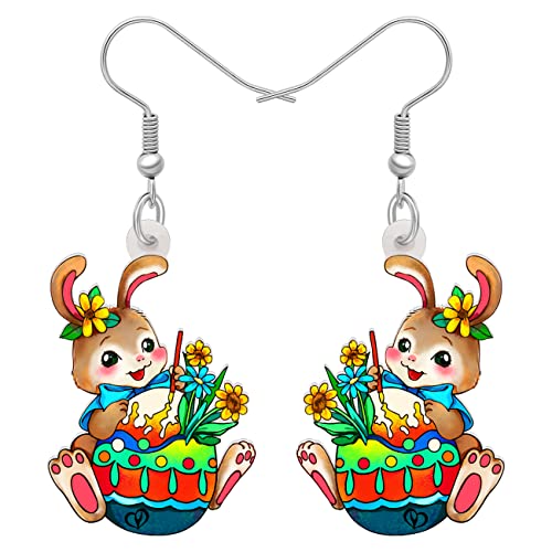 BAMAY Acryl Ostern Ostereier Kaninchen Hase Ohrringe Hängend Schmuck Geschenke für Damen Mädchen Kinder Deko(Smaragd) von BAMAY