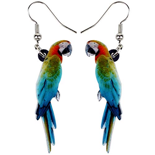 BAMAY Acryl Scarlet Macaw Papagei Ohrringe baumeln Schmuck Hawaii Vogel Ohrringe für Frauen Mädchen Anime Sommer Geschenke (Blau) von BAMAY