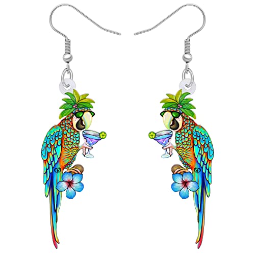 BAMAY Acryl Scarlet Macaw Papagei Ohrringe baumeln Schmuck Hawaii Vogel Ohrringe für Frauen Mädchen Anime Sommer Geschenke (Blau 459) von BAMAY