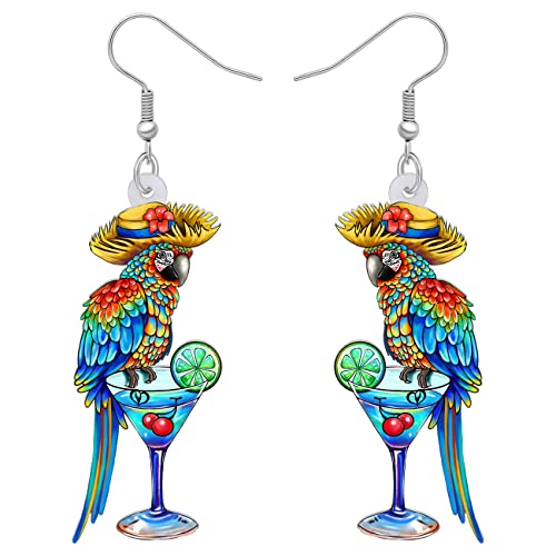 BAMAY Acryl Scarlet Macaw Papagei Ohrringe baumeln Schmuck Hawaii Vogel Ohrringe für Frauen Mädchen Anime Sommer Geschenke (Blau 464) von BAMAY