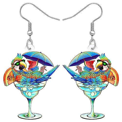 BAMAY Acryl Scarlet Macaw Papagei Ohrringe baumeln Schmuck Hawaii Vogel Ohrringe für Frauen Mädchen Anime Sommer Geschenke (Blau 487) von BAMAY
