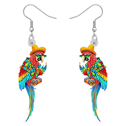 BAMAY Acryl Scarlet Macaw Papagei Ohrringe baumeln Schmuck Hawaii Vogel Ohrringe für Frauen Mädchen Anime Sommer Geschenke (Mehrfarbig 410) von BAMAY