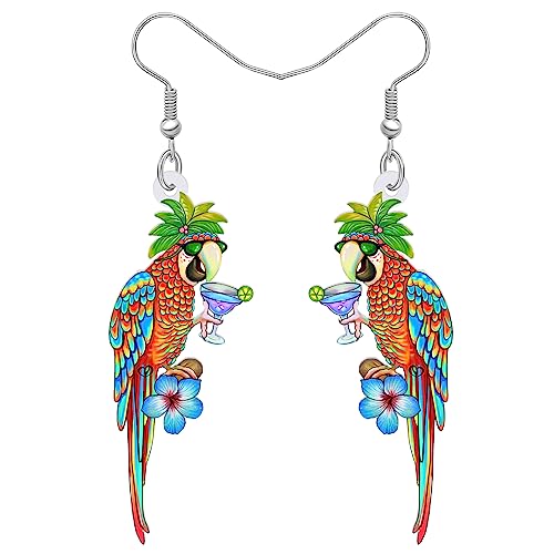 BAMAY Acryl Scarlet Macaw Papagei Ohrringe baumeln Schmuck Hawaii Vogel Ohrringe für Frauen Mädchen Anime Sommer Geschenke (Mehrfarbig 459) von BAMAY