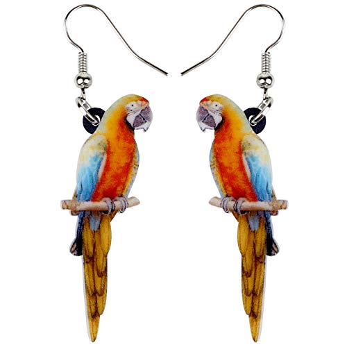 BAMAY Acryl Scarlet Macaw Papagei Ohrringe baumeln Schmuck Hawaii Vogel Ohrringe für Frauen Mädchen Anime Sommer Geschenke (Orange) von BAMAY